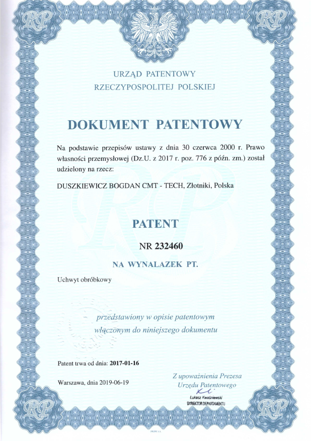 Patent nr 232460 Machining clamp